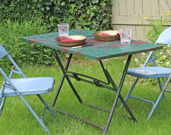 Vintage Turquoise Iron Table