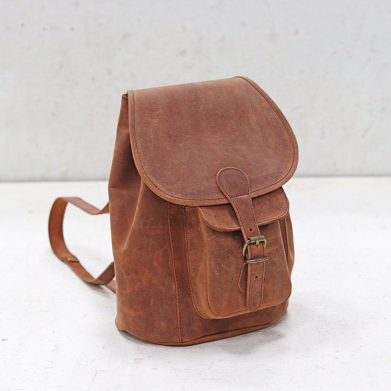 Small Boho Leather Backpack image 3