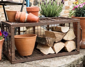 panier de rangement en métal vintage