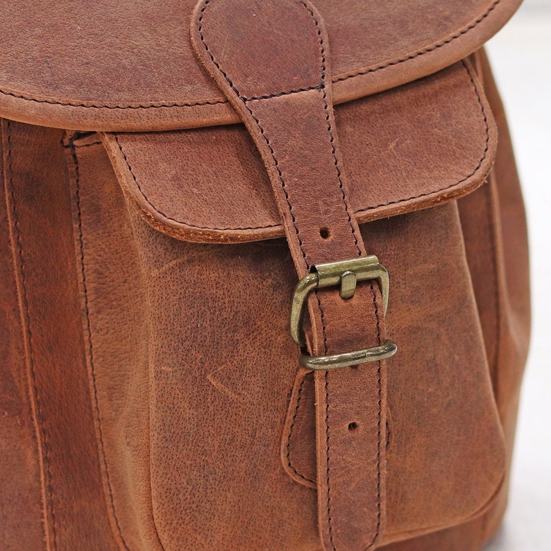 Small Boho Leather Backpack image 4