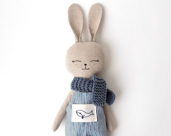 Handmade Easter Bunny Toy, Unique Gift for Kids,  Stuffed Animal Doll, Birthday Gift for Kids, Baby Shower Gift