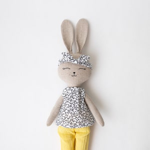 Handmade Bunny Toy, Personalized Stuffed Doll, Birthday Gift for Kids, Heirloom Animal Doll, Unique Baby Shower Gift