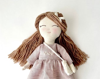 Muñeca de recuerdo hecha a mano con personalización, muñeca única, regalo de cumpleaños para niñas, muñeca rellena de reliquia