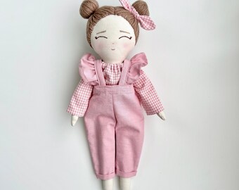 Handmade Doll with Personalization, Unique Stuffed Doll, Birthday Gift for Girls, Heirloom Fabric Doll, Baby Shower Gift