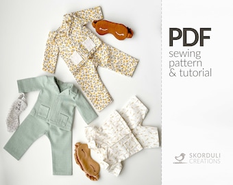 Doll Pyjama Set PDF Sewing Pattern and Tutorial - for Skorduli Creations stuffed toys