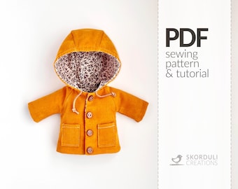 Doll Hooded Jacket PDF Sewing Pattern and Tutorial (Digital Download)
