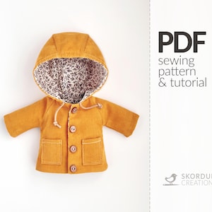 Doll Hooded Jacket PDF Sewing Pattern and Tutorial (Digital Download)