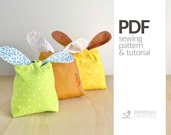 Easter Bunny Treat Bag - 3 Sizes PDF Sewing Pattern and Tutorial
