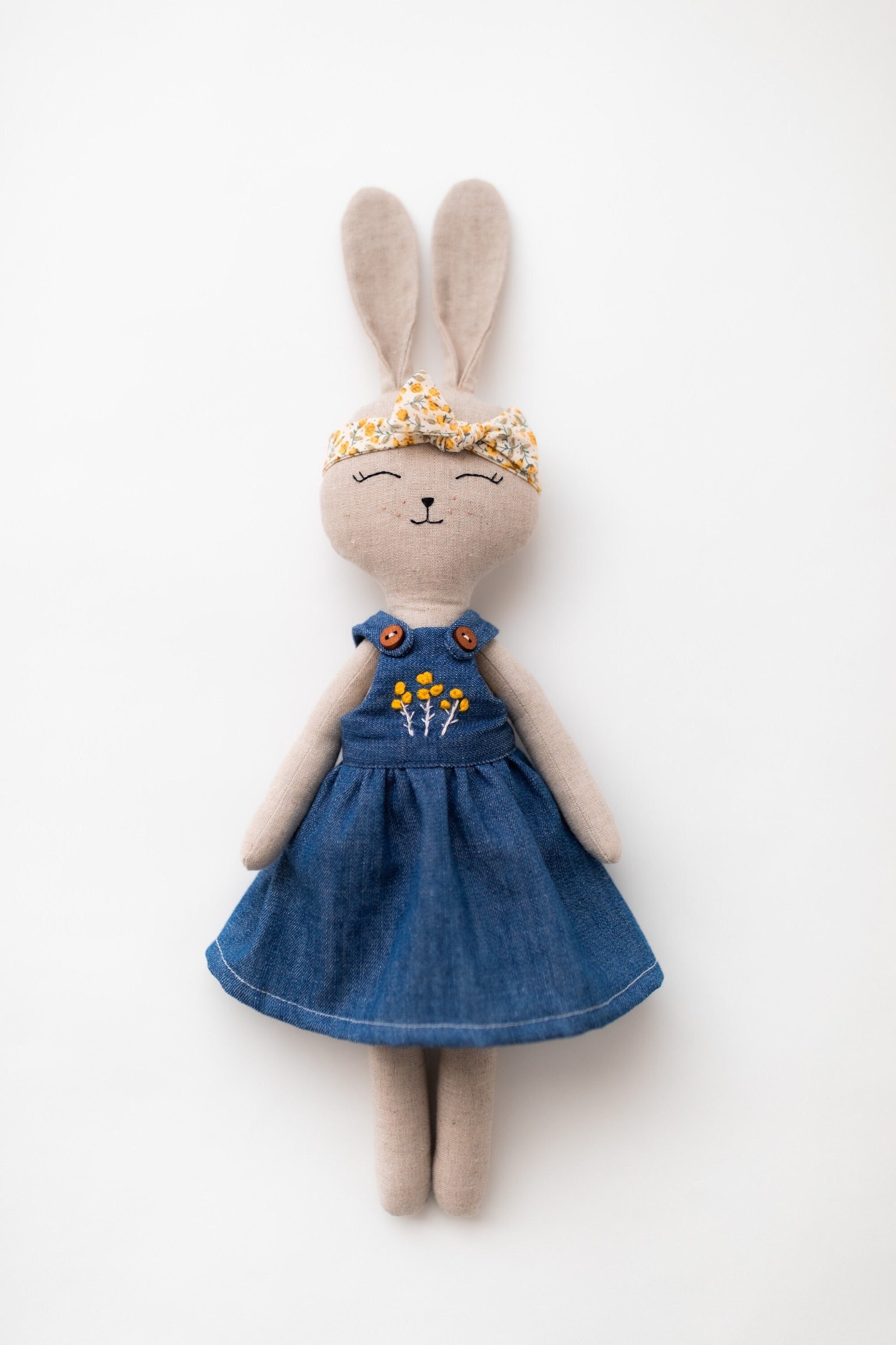 Handmade Bunny - Personalised Animal Doll, Stuffed Rabbit, Cute Soft Toy, Nursery Decor, Baby Shower Gift, Unique Birthday Present