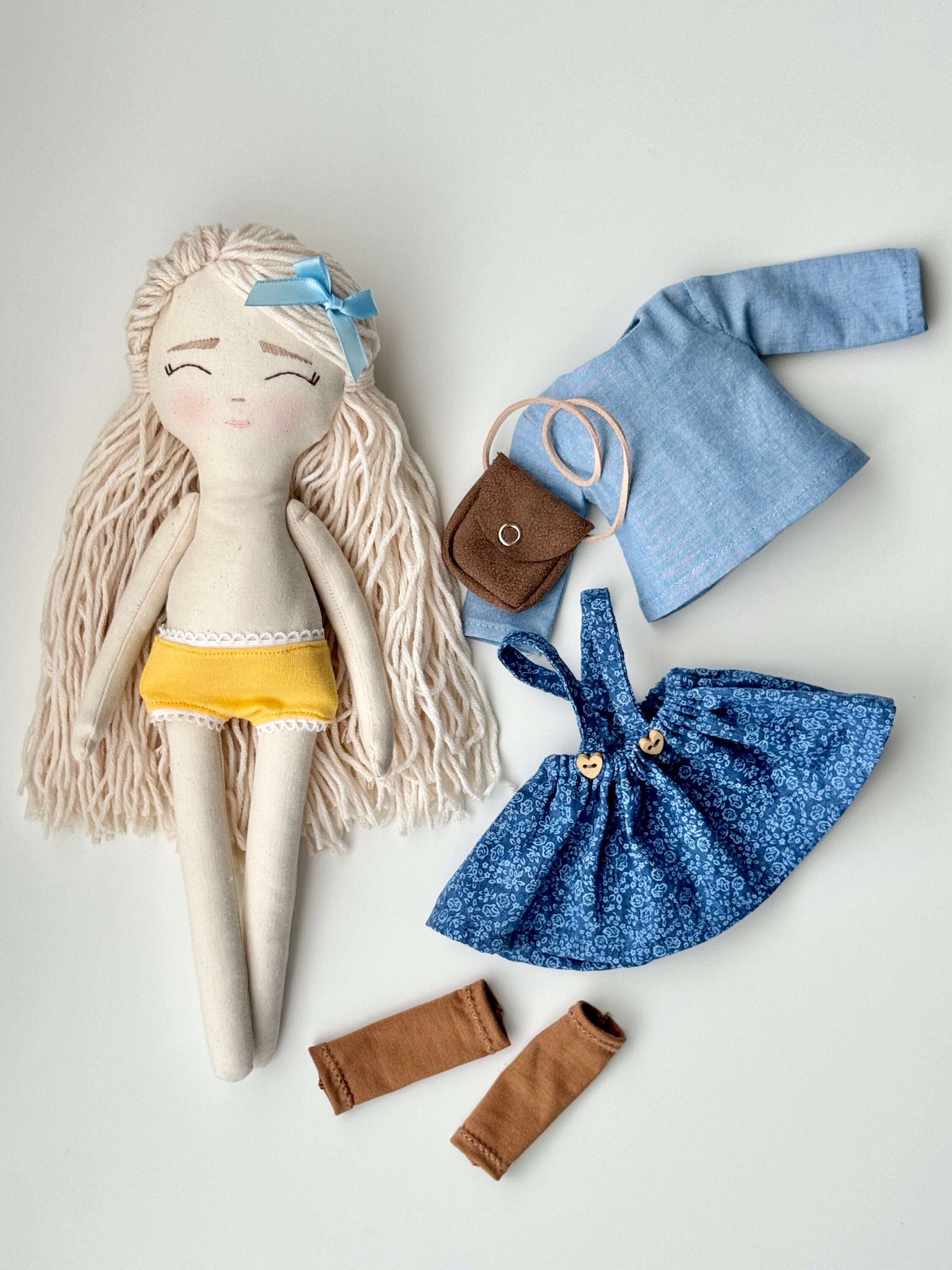 Bambola Di Stoffa In Peluche Per Ragazze - Bambola Ricordo Fatta A Mano, Regalo Vintage Per Bambine, Compagna Di Giochi Morbida 35cm