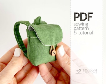 Mini Rucksack Schnittmuster PDF und Anleitung, Puppen Rucksack PDF Instant Download