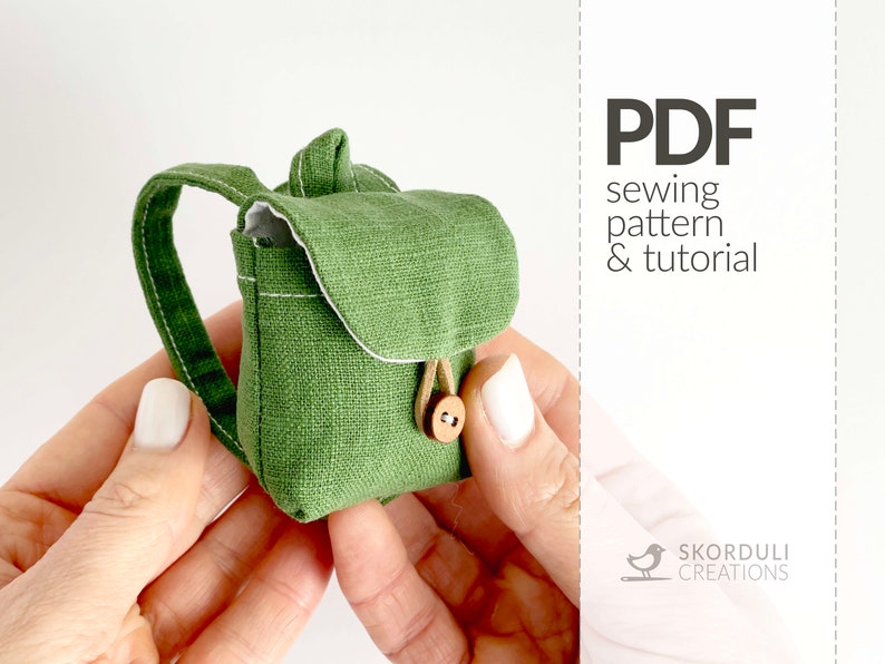 Mini Backpack Sewing Pattern PDF and Tutorial, Doll's Backpack PDF Instant Download image 1