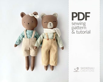 Patrón y tutorial de costura en PDF de oso, descarga instantánea de patrones de costura