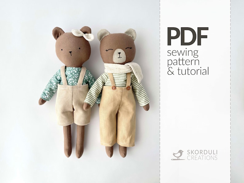 Bear Sewing PDF Pattern and Tutorial, Instant Download Sewing Partern imagem 1