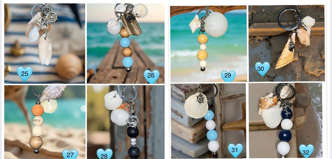 Shell Keychain, Shell Bag Charm, Backpack Charms, Healing Beads, Shells ...