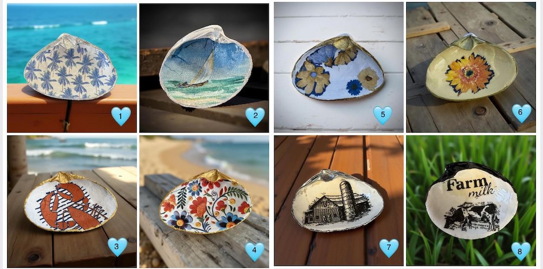 Clam Shell Trinket Dish, Ring Holder, Key Holder, Hand Decorated - Etsy