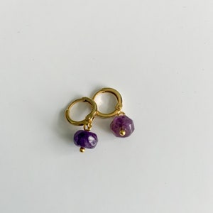 Amethyst • Gemstone huggies • Handmade • Christmas Gift for Women • Bridesmaid Gift • For Her • Amethyst Earrings