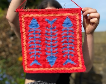 Fish Skeleton Crochet Tapestry Pattern