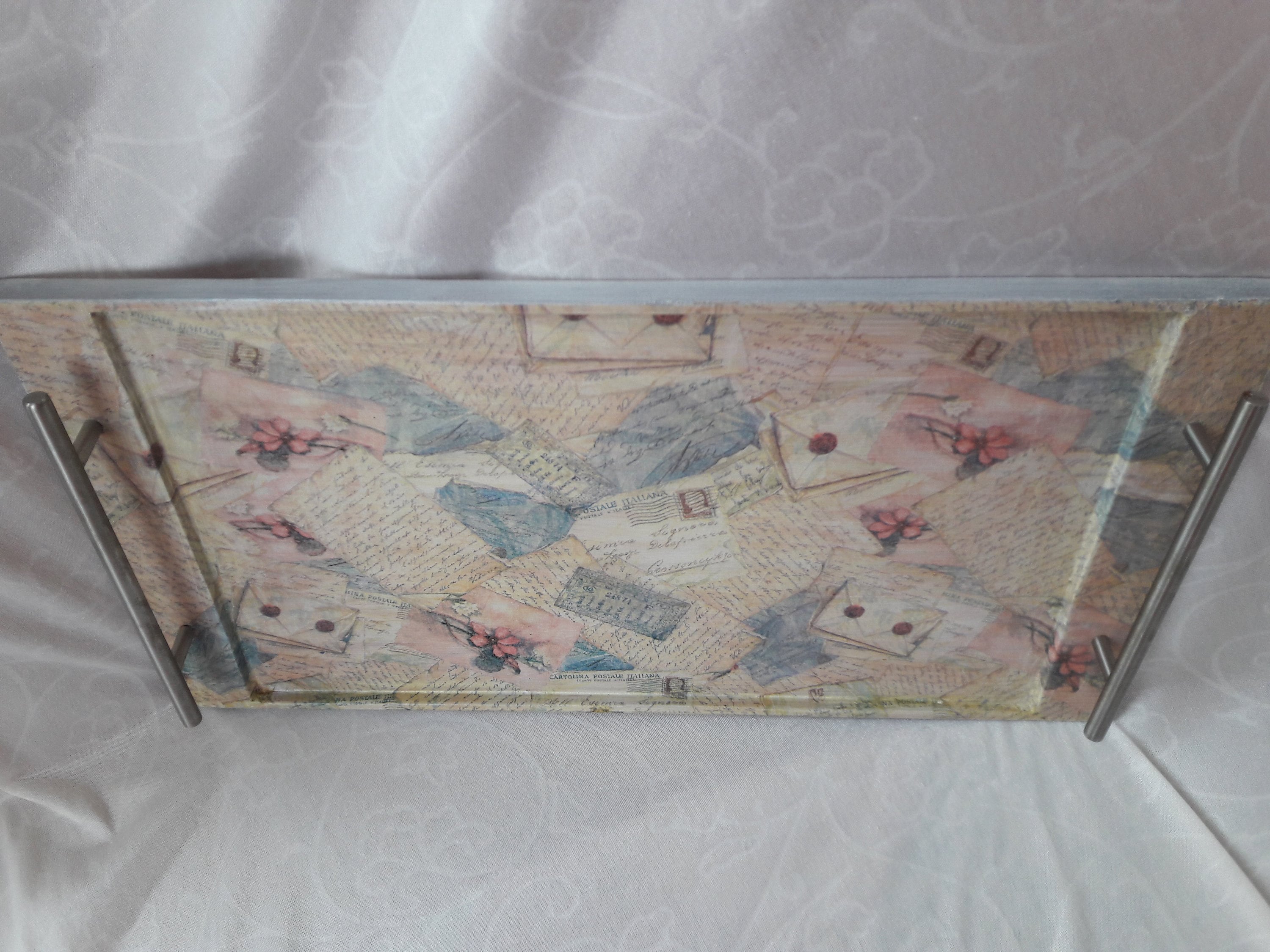 Elegant Set for Serving Decoupage Tray With Metal Handles Etsy UK