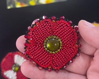 Remembrance day beaded poppy