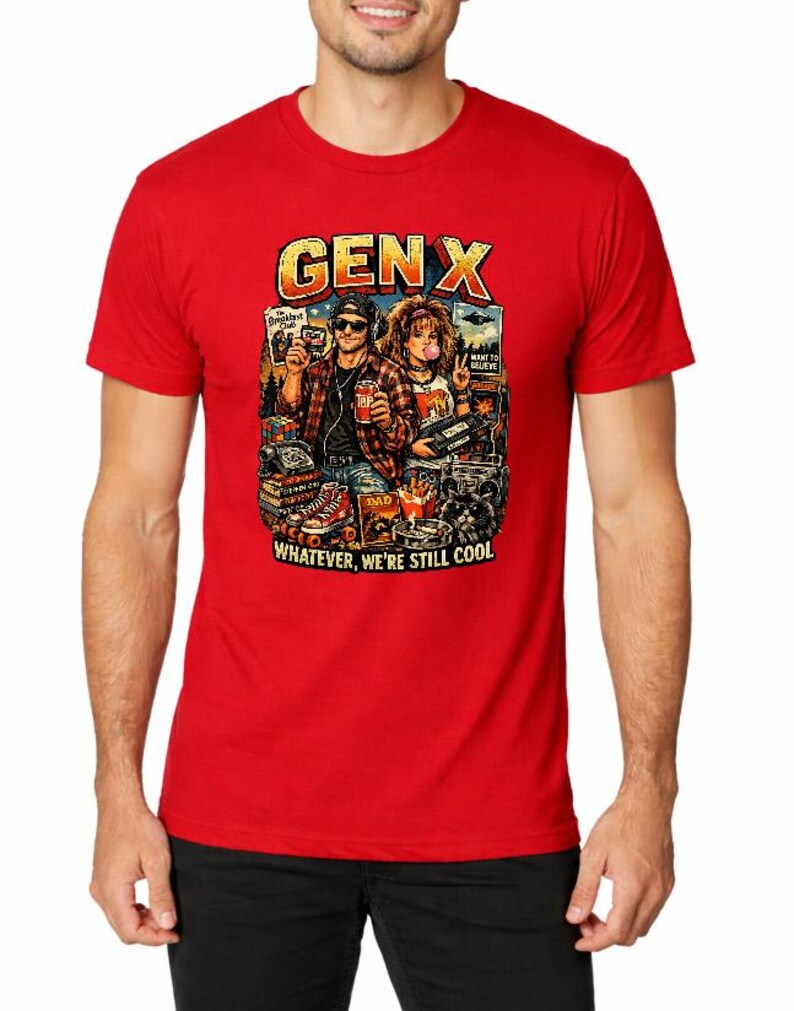 Camiseta Gen X, Camiseta Whatever We're Still Cool, Camiseta retro de los 80 y 90, Regalo vintage Gen X, Camiseta con humor de la vieja escuela Rojo