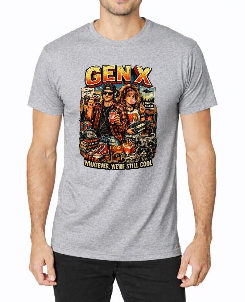 Camiseta Gen X, Camiseta Whatever We're Still Cool, Camiseta retro de los 80 y 90, Regalo vintage Gen X, Camiseta con humor de la vieja escuela Heather Grey