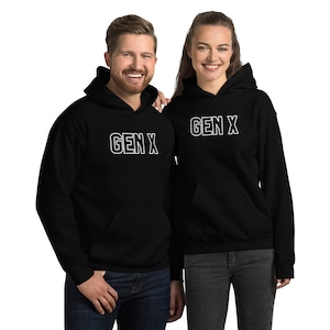 May include: Two black hoodies with white text that says "GEN X" on the front.
