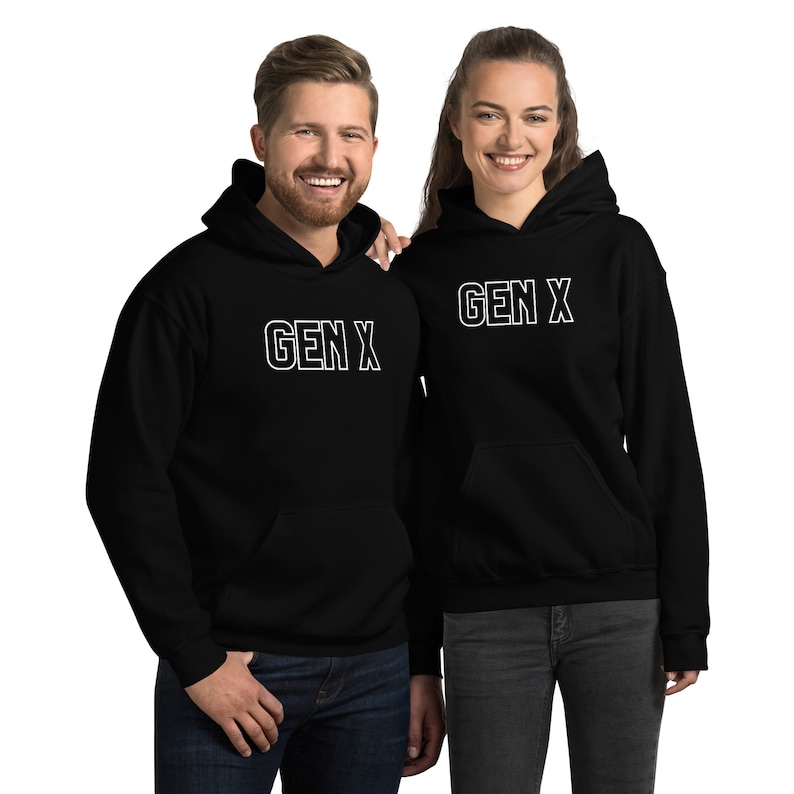 May include: Two black hoodies with white text that says "GEN X" on the front.