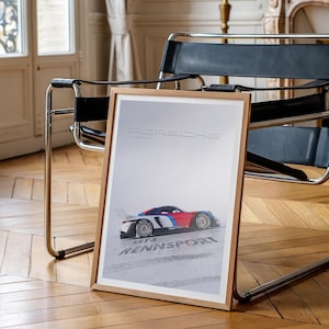 Poster Porsche GT3 Rennsport - Illustrazione di un'auto da corsa - Formato A3 - Decorazione murale automobilistica