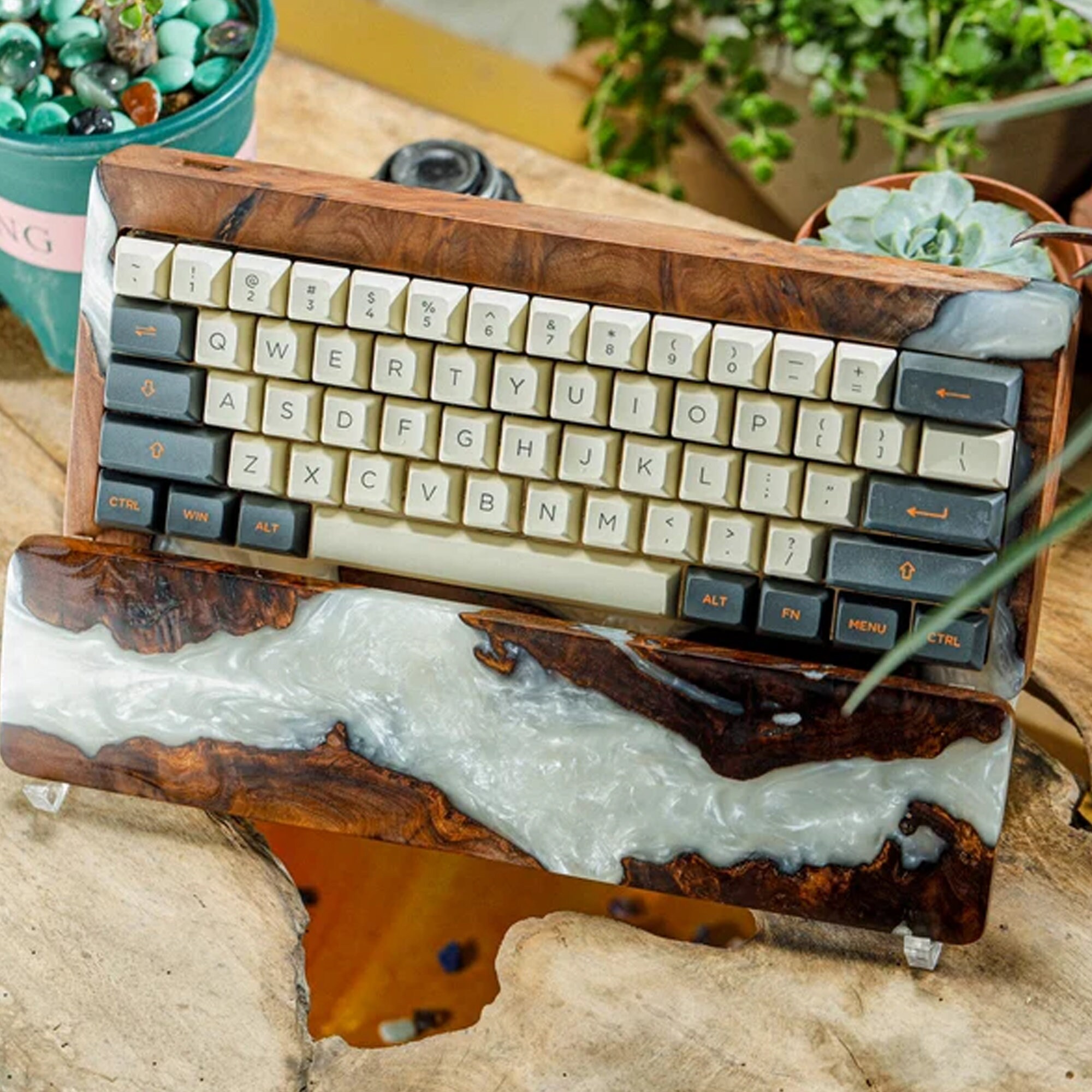 Pearl River Wood Mechanical Keyboard Case, Wooden Mechanical Keyboard