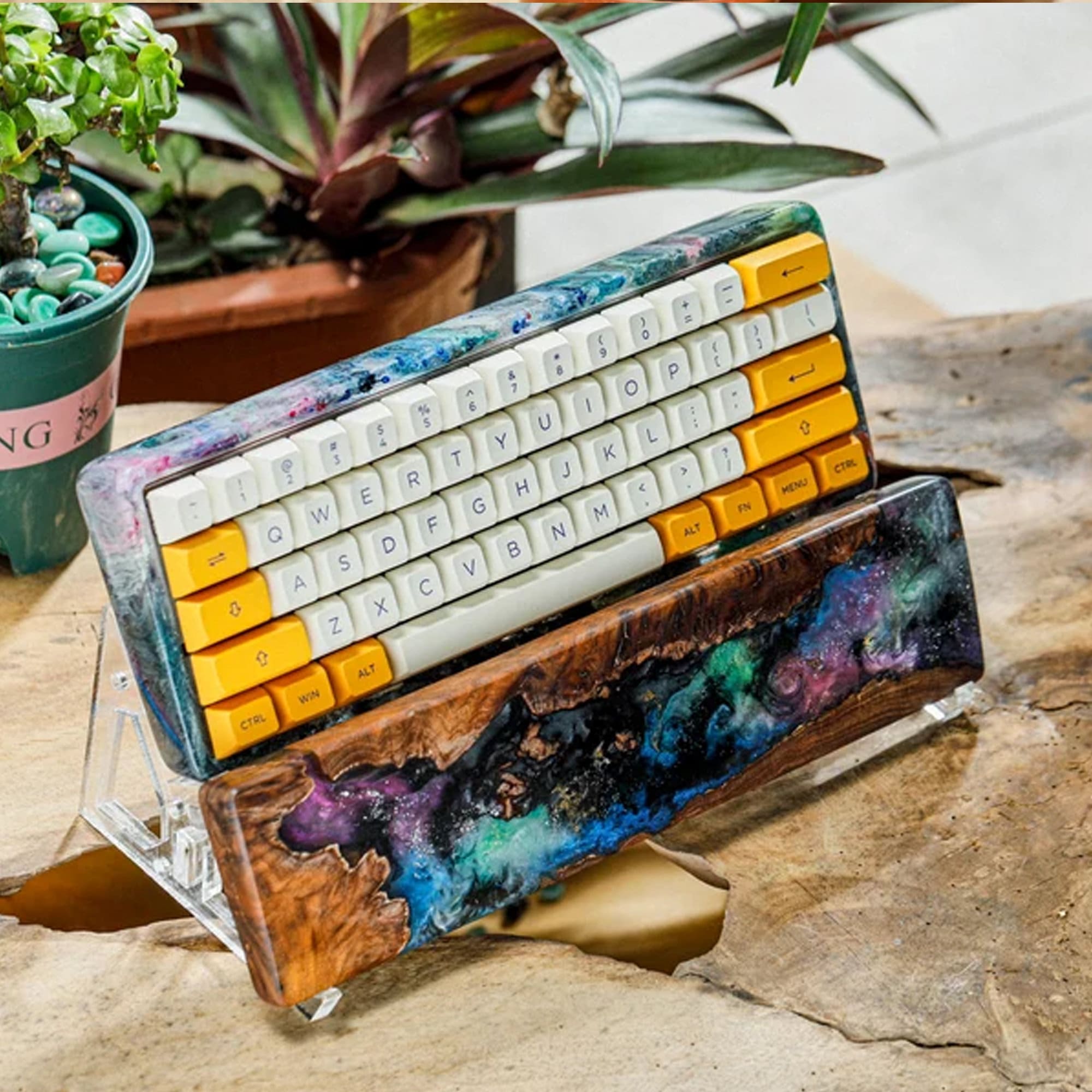Solid Resin Galaxy Wood Keyboard keyboard case wood keyboard Etsy 日本