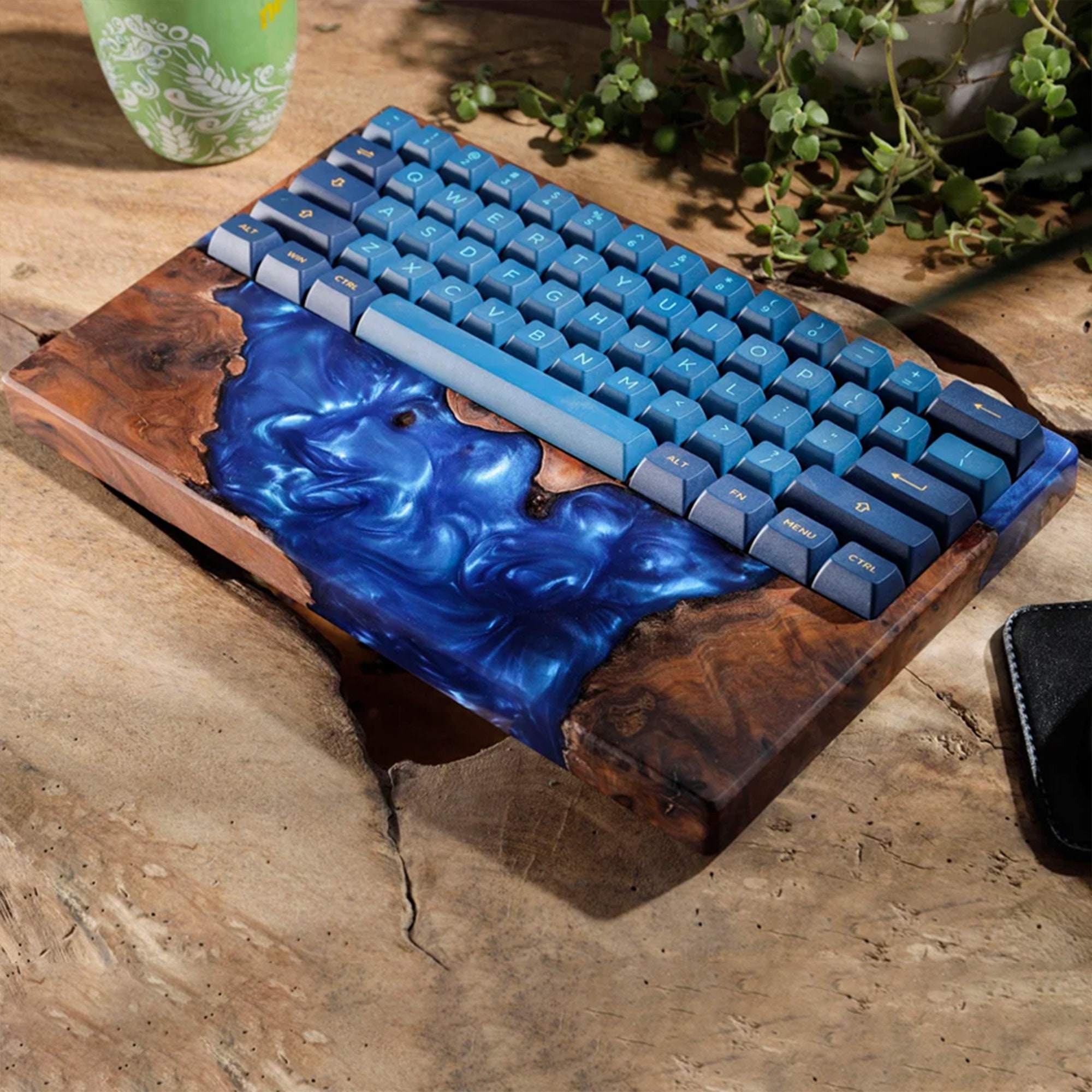 Blue Lava Wood Keyboard Keyboard Case Wood Keyboard Case Etsy