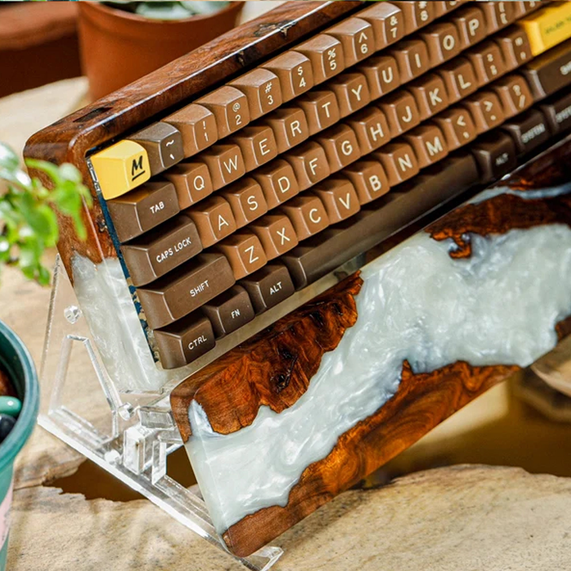 Pearl River Wood Mechanical Keyboard Case, Wooden Mechanical Keyboard