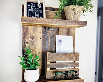 Reclaimed Barnwood key rack & organizer. Mail holder, Entryway organization , Dog leash holder, accessories organizer.