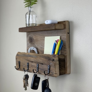 Reclaimed Barnwood key rack & organizer. Entryway organization , Dog leash holder, accessories organizer.