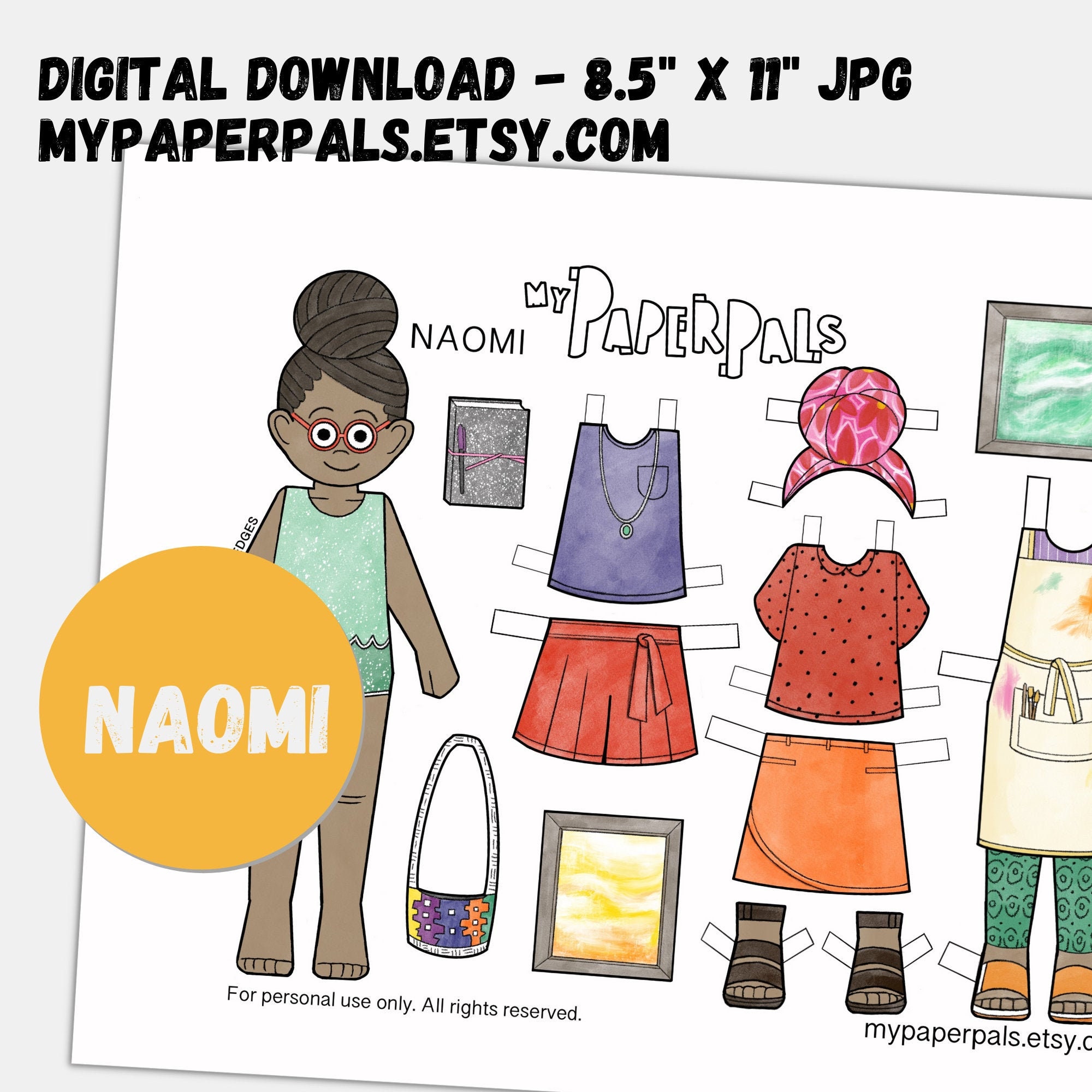 Paper Doll Printable Instant Download African Girl My Paper Etsy