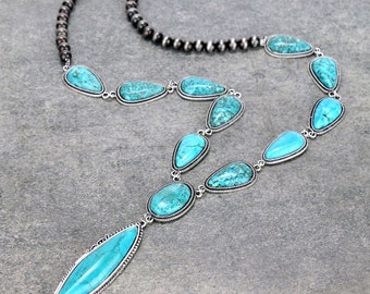 *NWT* Squash Blossom Naja Natural Turquoise Necklace-7318210089