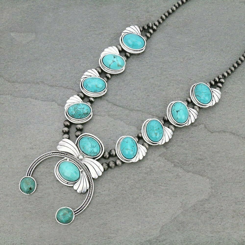 *NWT* Full Squash Blossom Natural Turquoise Necklace-7322130089 