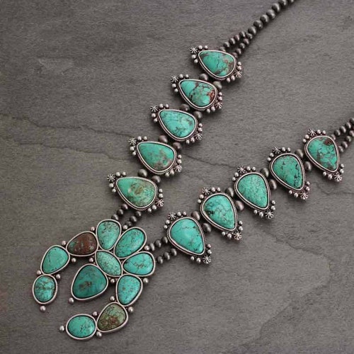 Squash Blossom Turquoise Necklace Etsy