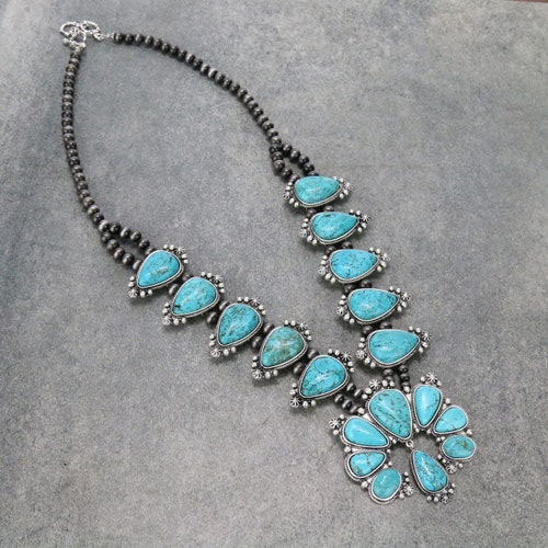 Squash Blossom Turquoise Necklace Etsy