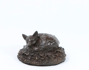 Fox Curled up Small Solid Bronze