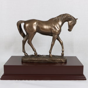 Graceful Equestrian Bronze Trophy Mahogany Finish Base