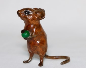 Popielica trzymająca groszek, solidny brąz, Steve Langford, pudełko na prezent