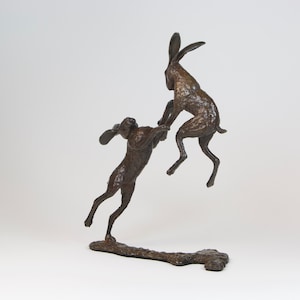 Fighting Hares Solid Bronze Ltd Edition