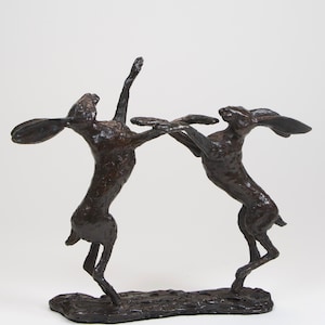 Boxing Hares Solid Bronze Open Steve Boss SB009