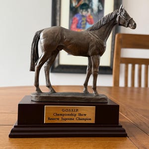Epsom Dandy Equestrian Bronze Trophy  Mahogany Finish Base