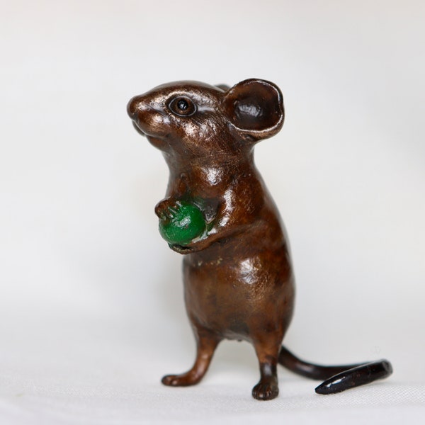 Dormouse Holding Ball Solid Bronze Steve LangfordGift Boxed