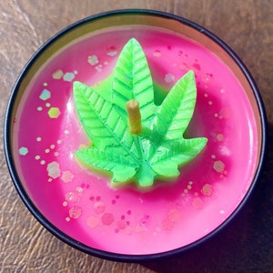 Watermelon Sugar 4oz Soy Candle|Cannabis Leaf