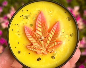 Topical Trainwreck 4oz Soy Candle|Cannabis Leaf