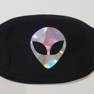 Alien Head Mouth Face Mask | Black Rave Costume Mask Adjustable Ear Strap Nosewire Filter Slot